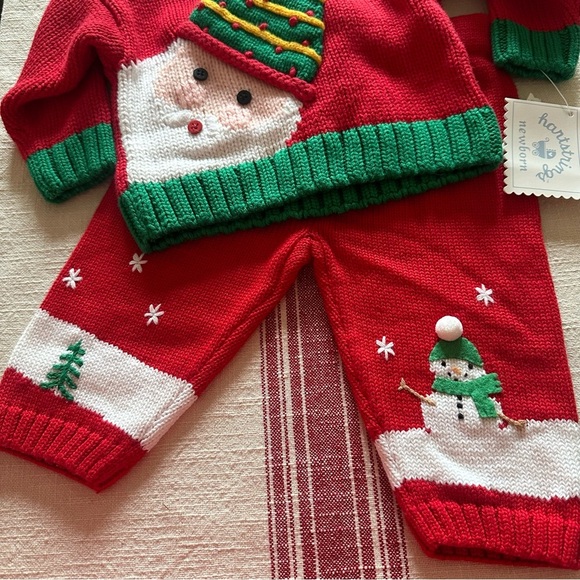 Vintage Hartstrings NEW Christmas SANTA Knit Sweater Outfit Newborn 6-9 Months - Picture 2 of 14